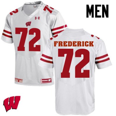 Men's Wisconsin Badgers NCAA #72 Travis Frederick White Authentic Under Armour Stitched College Football Jersey HT31P16SW